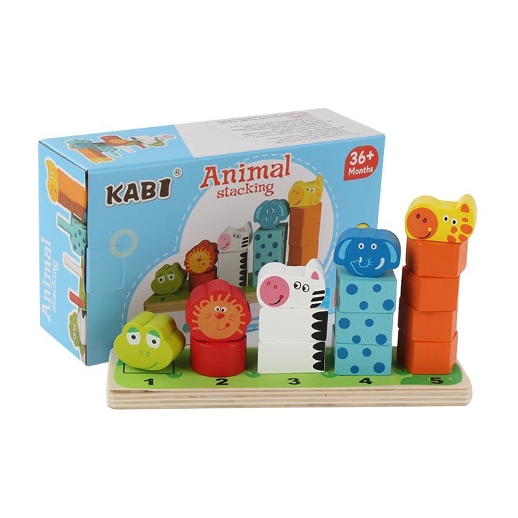 JUEGO DIDÁCTICO MADERA ENCAJE APILAR ANIMALES - 1