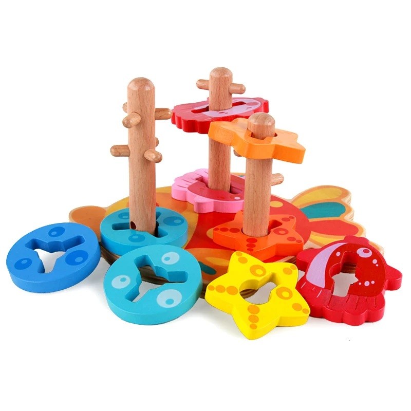 JUEGO DIDÁCTICO MADERA ENCAJE APILAR PEZ - 1