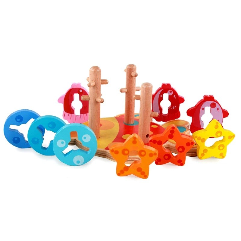 JUEGO DIDÁCTICO MADERA ENCAJE APILAR PEZ - 2