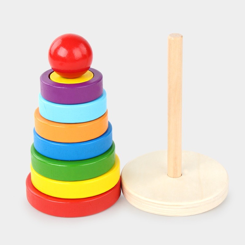 JUEGO DIDACTICO MADERA ENCAJE APILAR TORRE CIRCULOS - 2