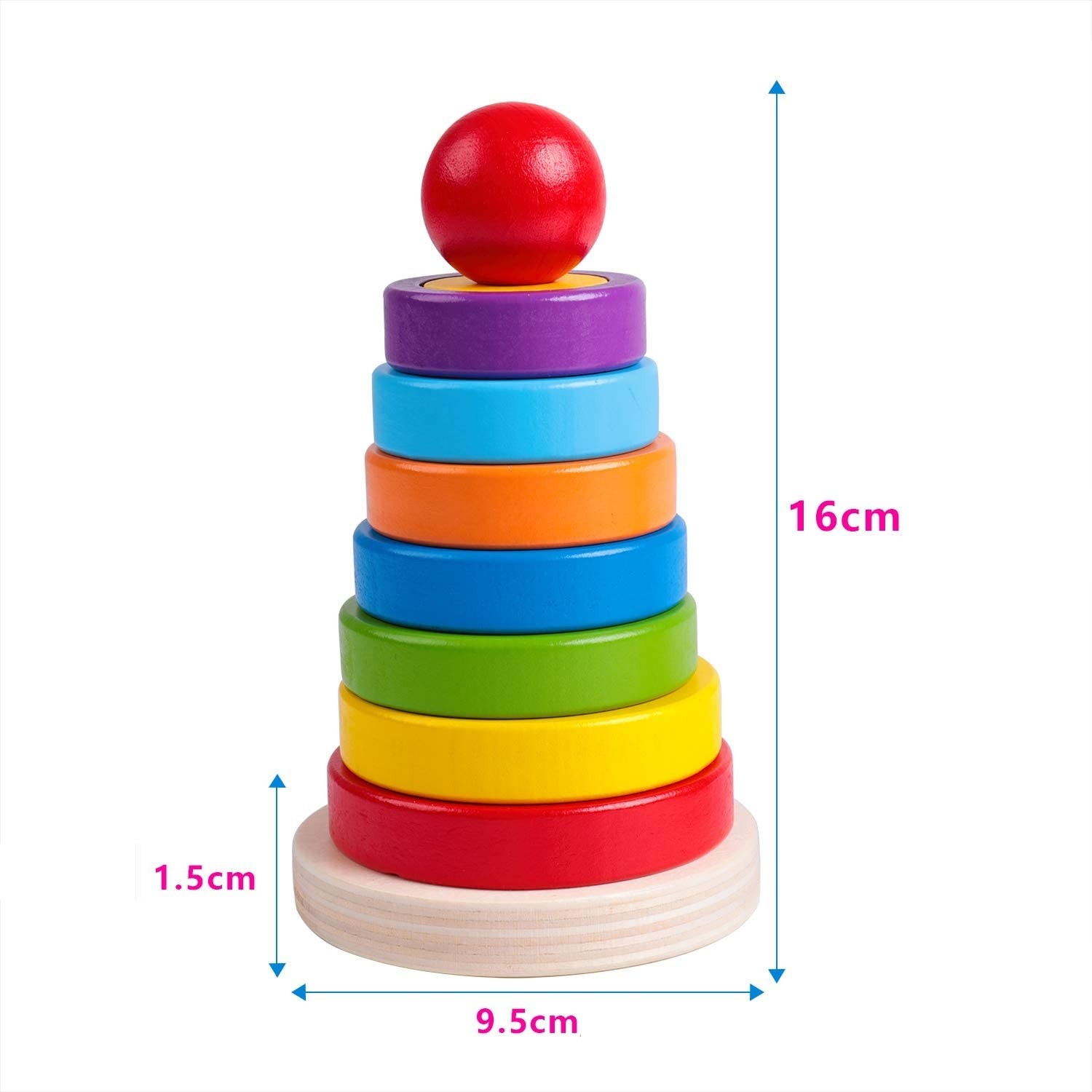 JUEGO DIDACTICO MADERA ENCAJE APILAR TORRE CIRCULOS - 4