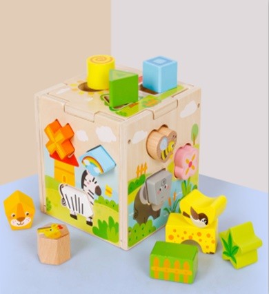 JUEGO DIDACTICO MADERA CUBO CENTRO DE ACTIVIDADES ANIMALES XK-18 - 1