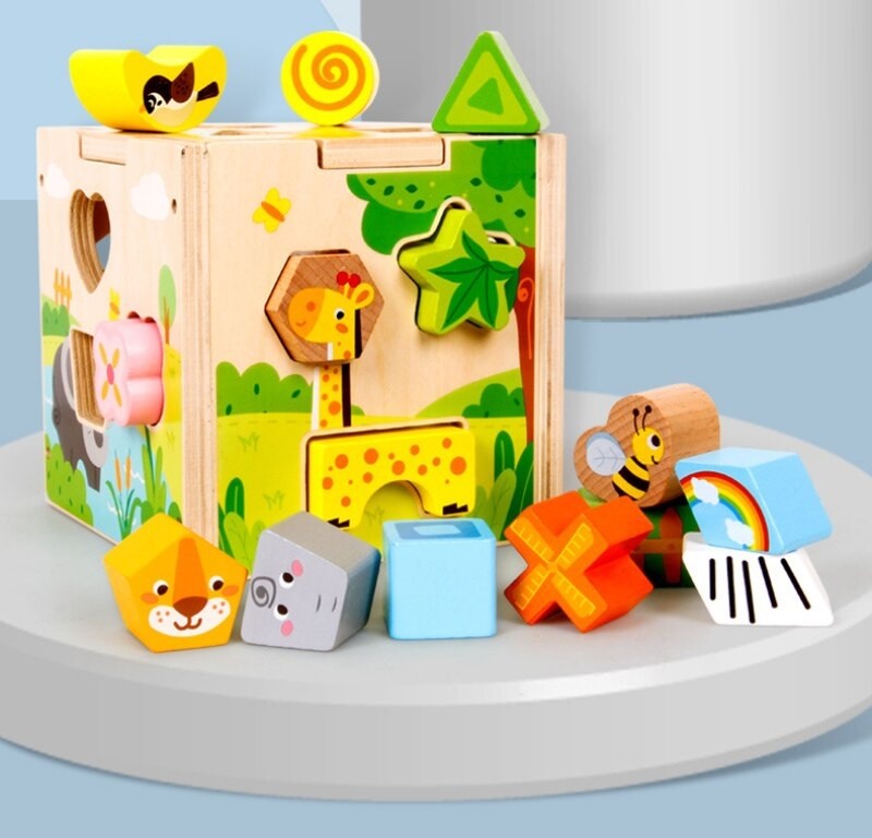 JUEGO DIDACTICO MADERA CUBO CENTRO DE ACTIVIDADES ANIMALES XK-18 - 2