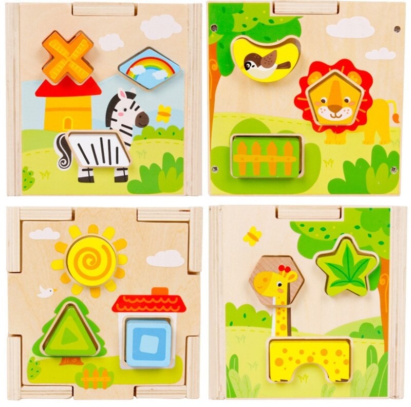 JUEGO DIDACTICO MADERA CUBO CENTRO DE ACTIVIDADES ANIMALES XK-18 - 3