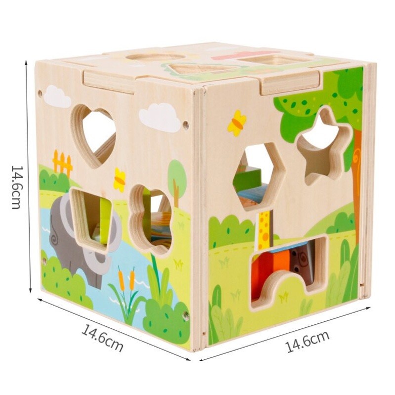 JUEGO DIDACTICO MADERA CUBO CENTRO DE ACTIVIDADES ANIMALES XK-18 - 5