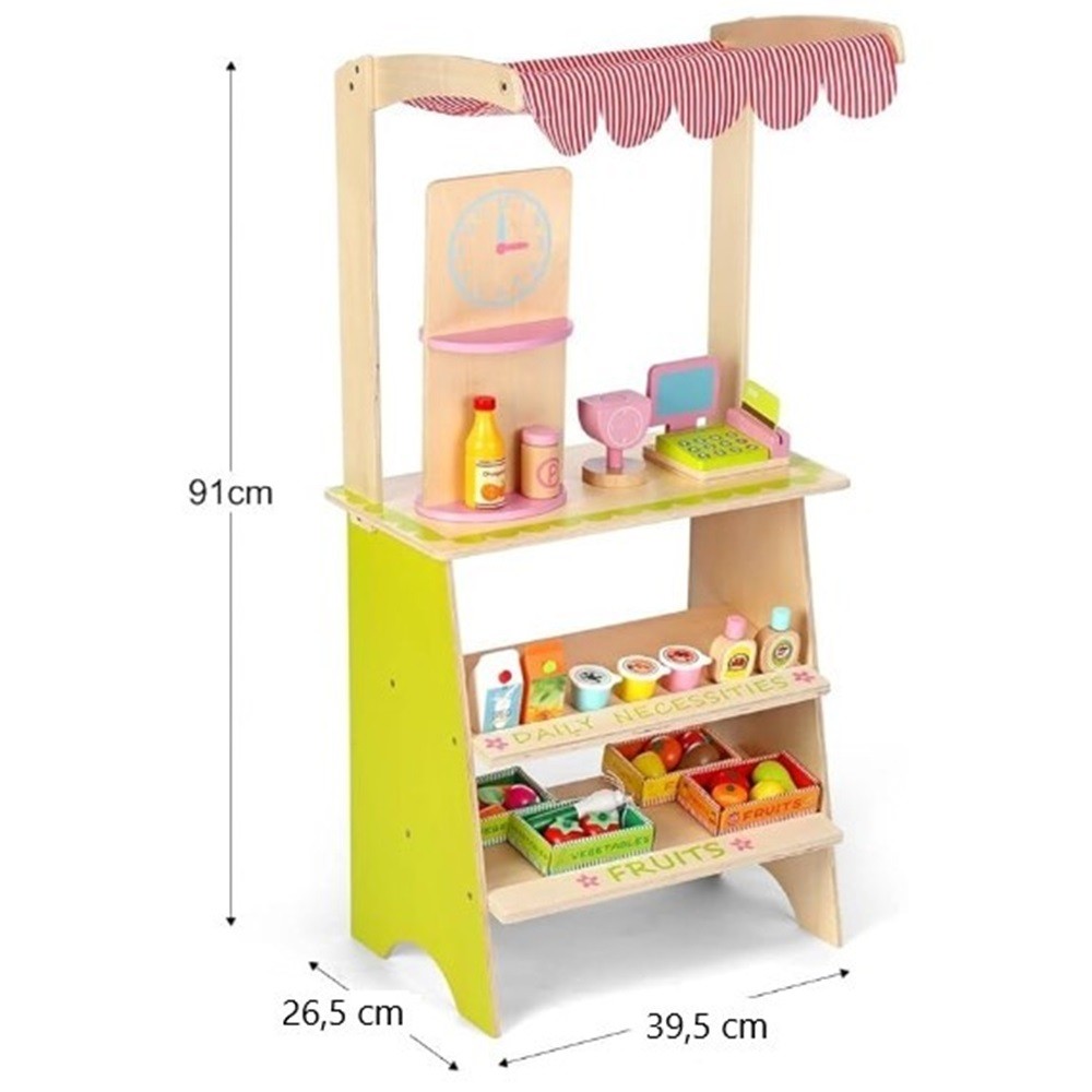JUEGO MADERA PUESTO MERCADO FRUTAS Y VERDURAS - 4