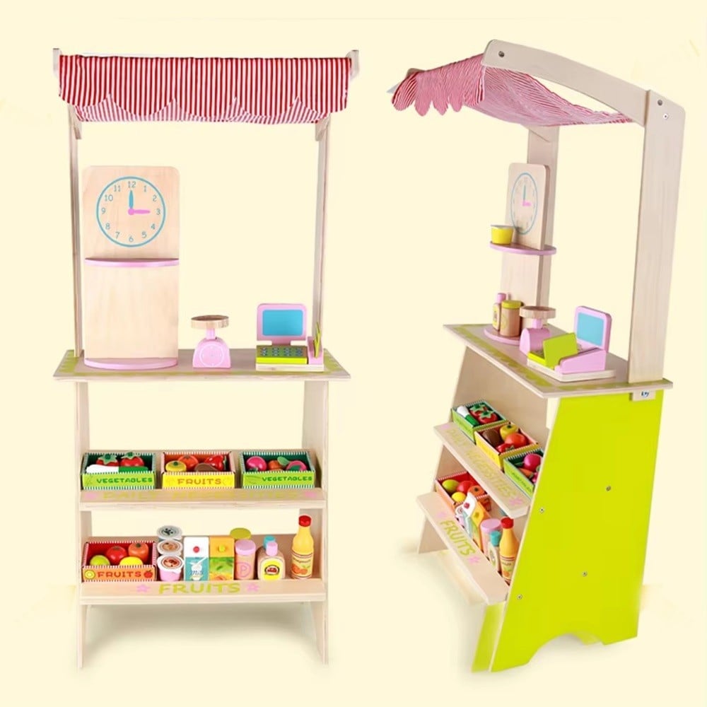 JUEGO MADERA PUESTO MERCADO FRUTAS Y VERDURAS - 5