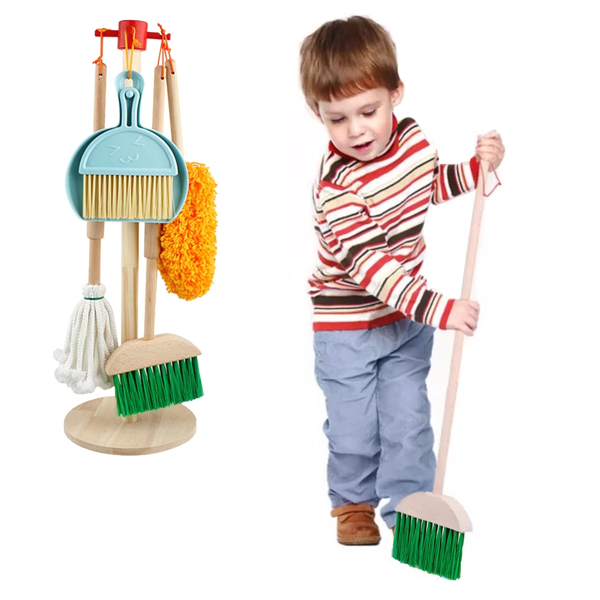 JUEGO MADERA SET ASEO LIMPIEZA - 4