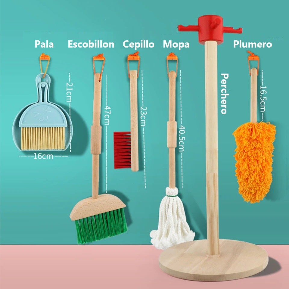 JUEGO MADERA SET ASEO LIMPIEZA - 6