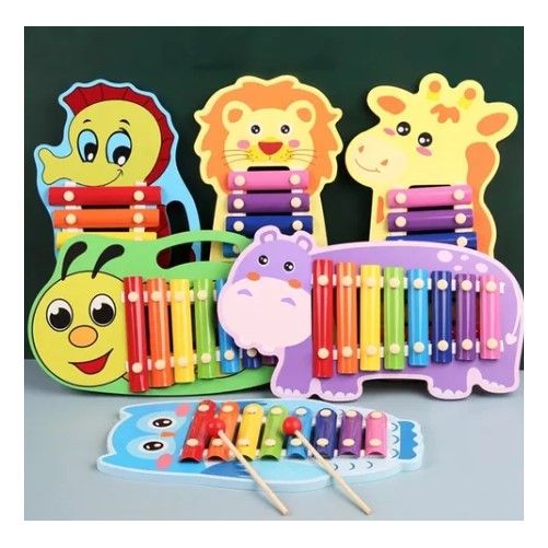 JUGUETE DIDACTICO MADERA MUSICAL XILOFONO 8 TONOS ANIMALES ZK-118 - 1