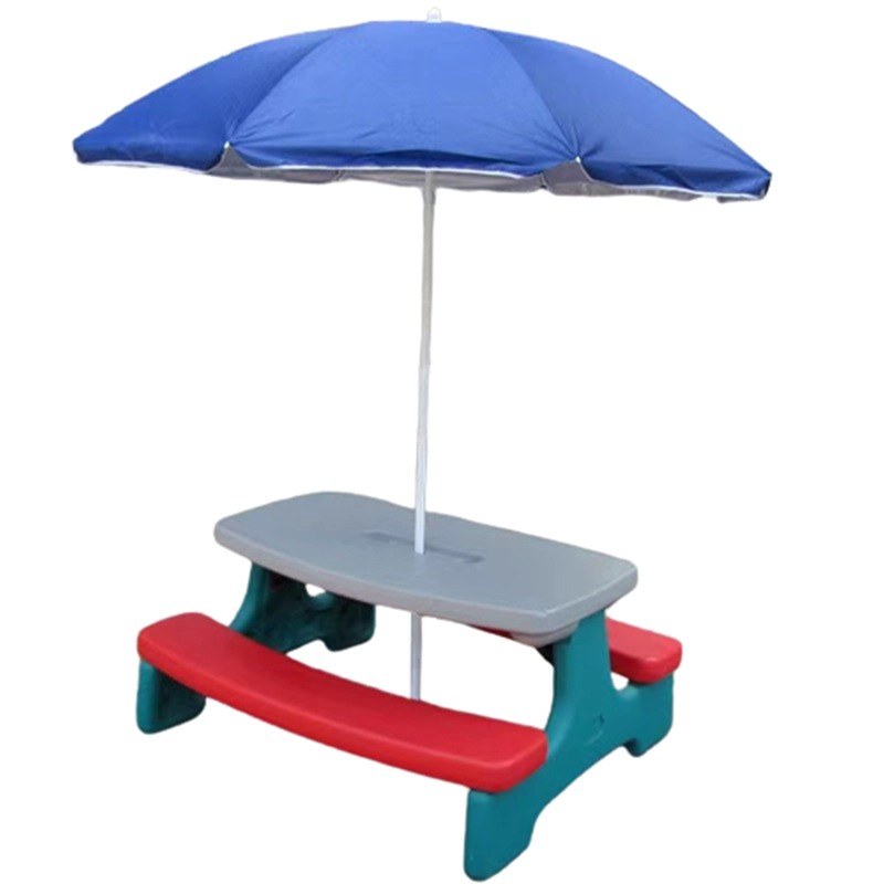 MESA INFANTIL PICNIC CON BANQUETAS Y QUITASOL CALIDAD LUDIK - 1