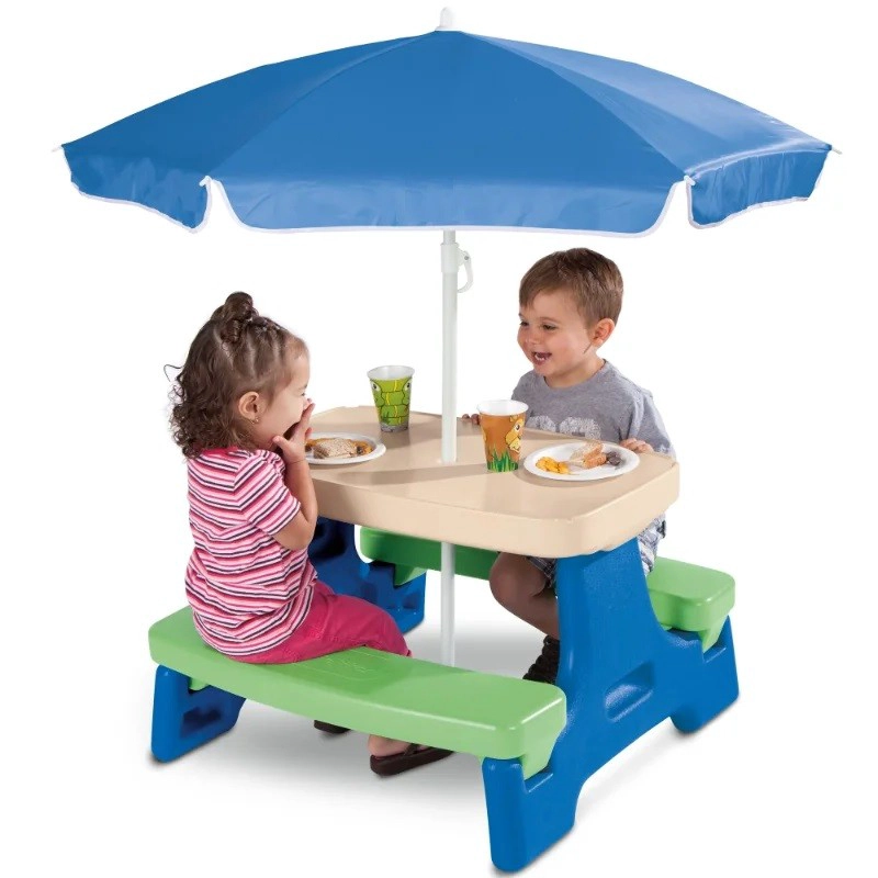 MESA INFANTIL PICNIC CON BANQUETAS Y QUITASOL CALIDAD LUDIK - 2