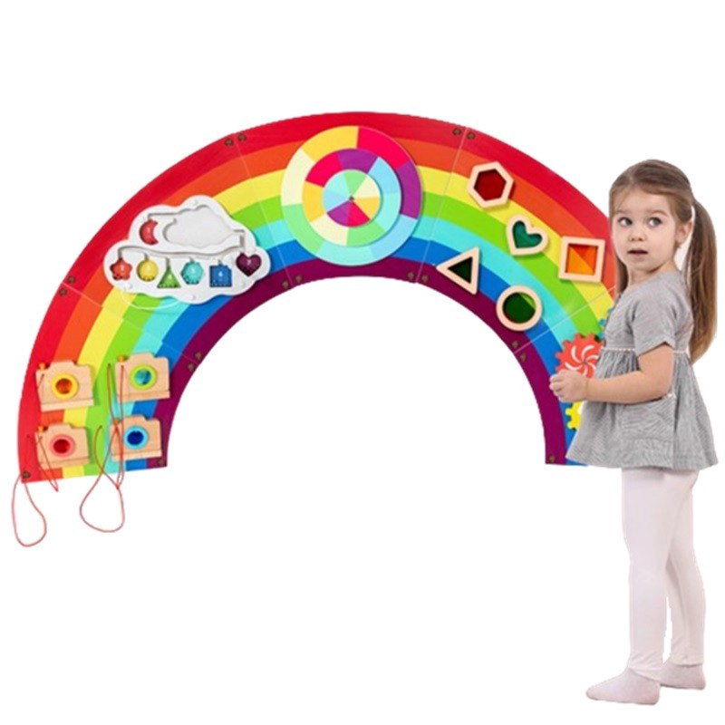 JUEGO PARED MADERA DISEÑO ARCOIRIS 120CM - 1