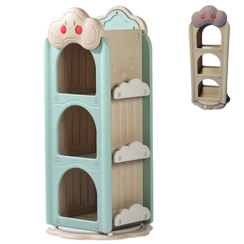MUEBLE INFANTIL ESTANTE COMPARTIMENTOS Y REVISTEROS GIRATORIO VERDE - 1