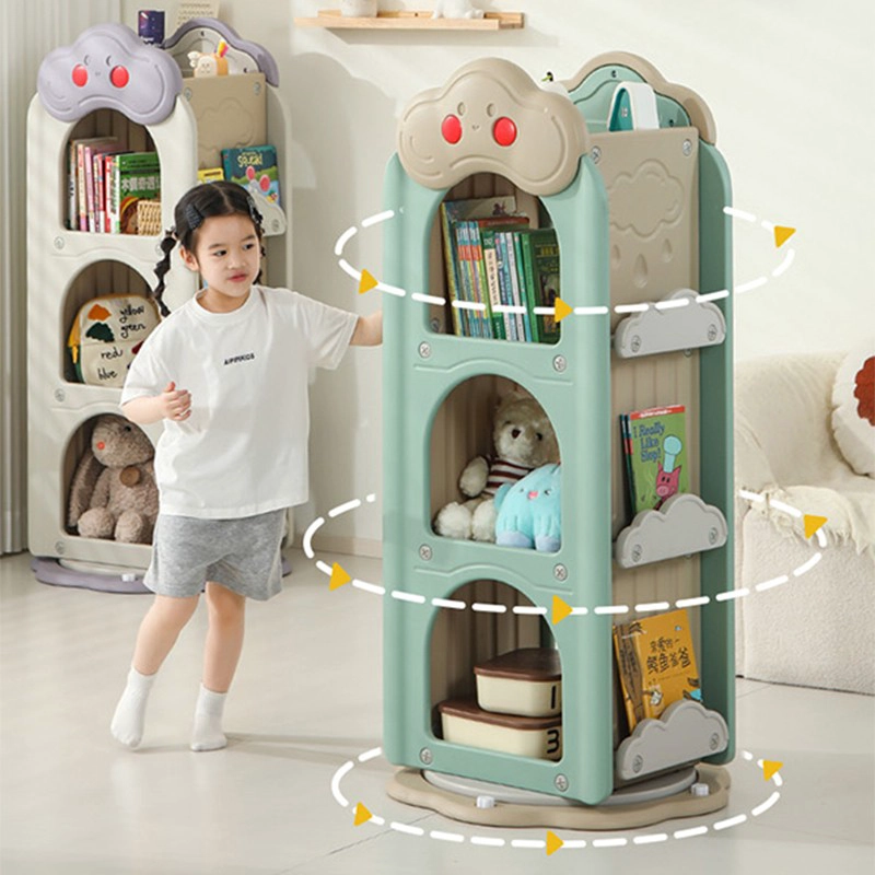 MUEBLE INFANTIL ESTANTE COMPARTIMENTOS Y REVISTEROS GIRATORIO VERDE - 2