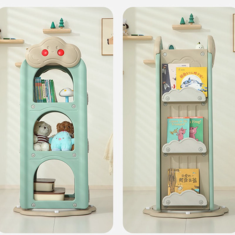MUEBLE INFANTIL ESTANTE COMPARTIMENTOS Y REVISTEROS GIRATORIO VERDE - 3