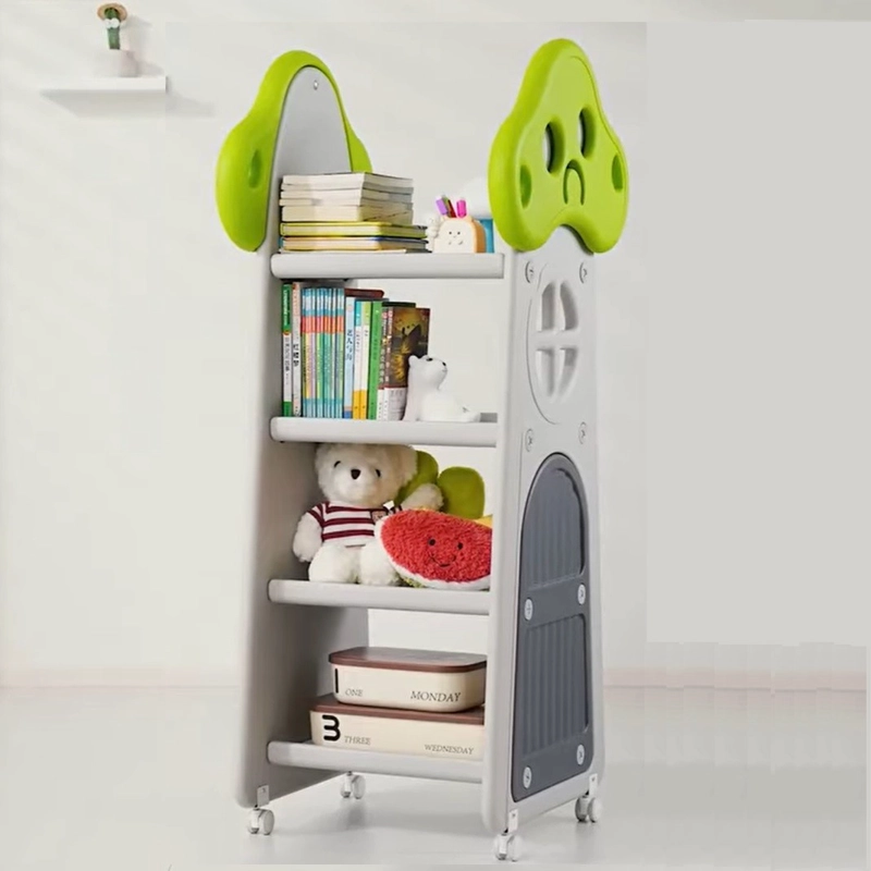 MUEBLE INFANTIL ESTANTE CON RUEDAS REPISAS Y CAJAS GRIS - 2