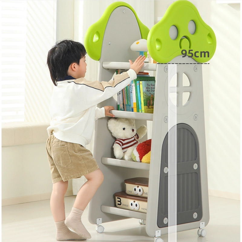 MUEBLE INFANTIL ESTANTE CON RUEDAS REPISAS Y CAJAS GRIS - 3