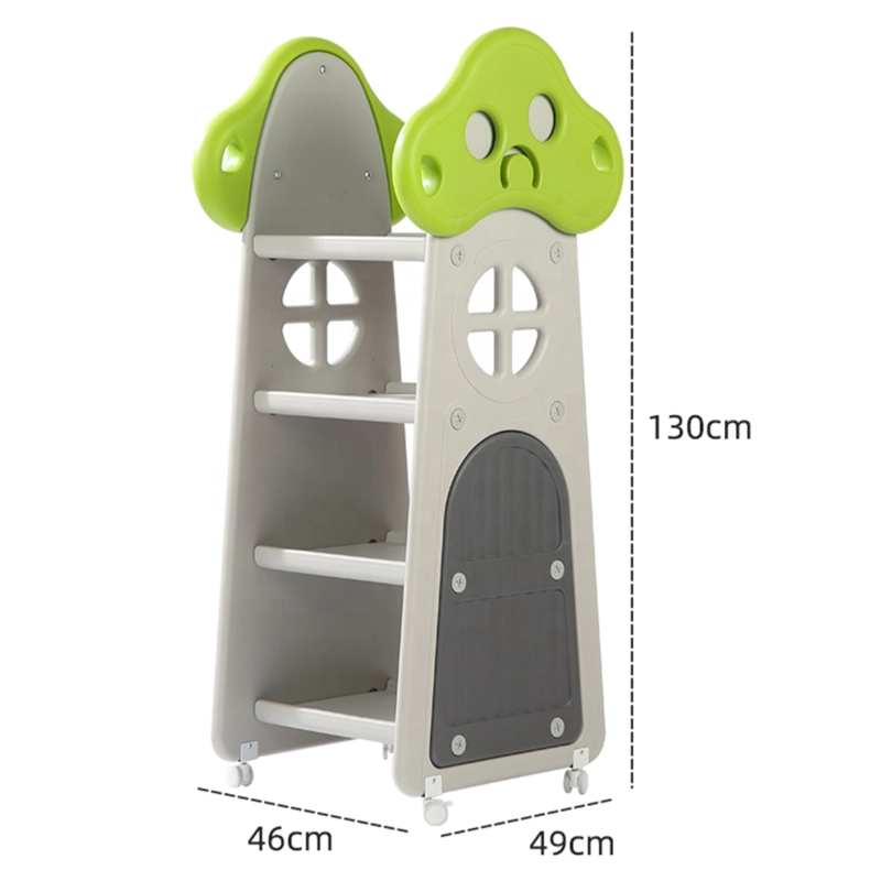 MUEBLE INFANTIL ESTANTE CON RUEDAS REPISAS Y CAJAS GRIS - 4