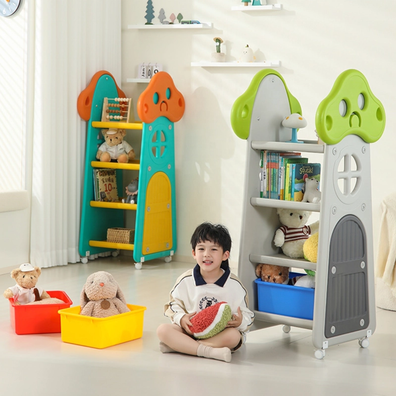 MUEBLE INFANTIL ESTANTE CON RUEDAS REPISAS Y CAJAS GRIS - 5