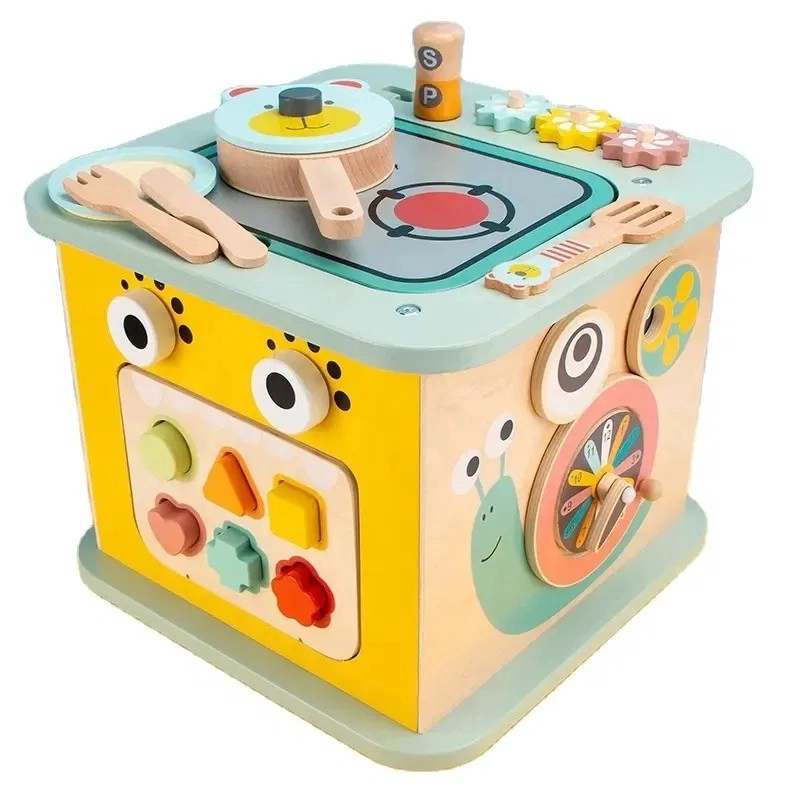 JUEGO DIDACTICO MADERA CUBO CENTRO DE ACTIVIDADES MULTIFUNCIONAL - 1
