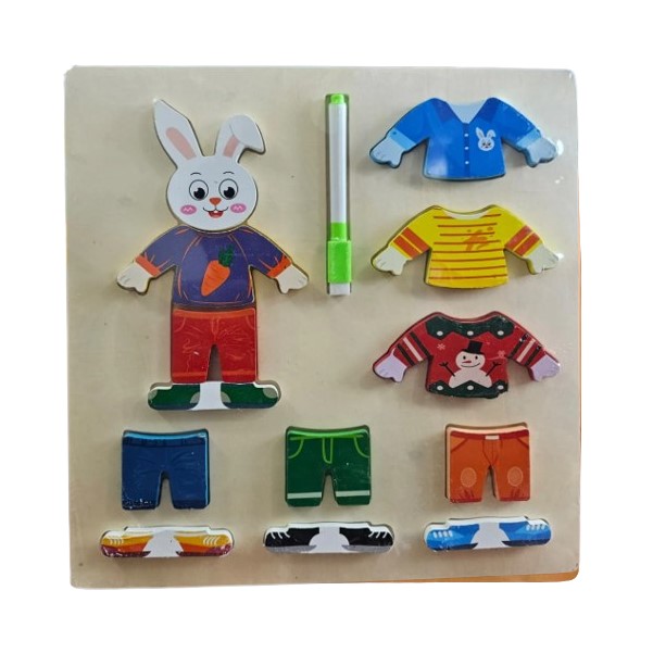 JUEGO DE VESTIR CON ROPA INTERCAMBIABLE Y PIZARRA CONEJO - 1