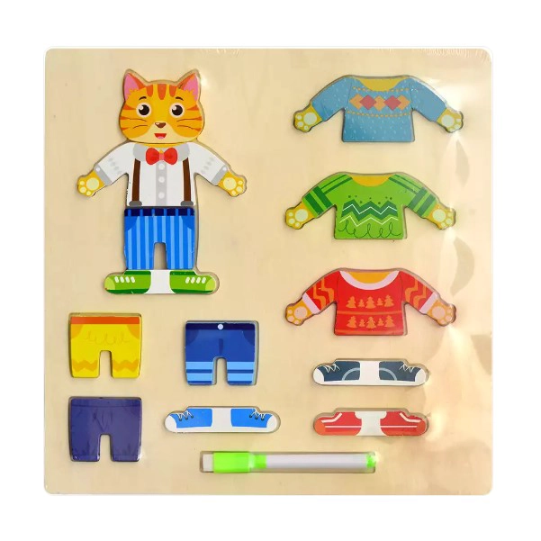 JUEGO DE VESTIR CON ROPA INTERCAMBIABLE Y PIZARRA GATITO - 1