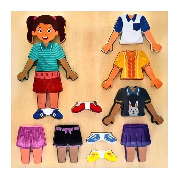 JUEGO DE VESTIR CON ROPA INTERCAMBIABLE Y PIZARRA NIÑA - 2