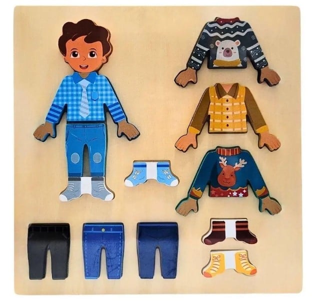 JUEGO DE VESTIR CON ROPA INTERCAMBIABLE Y PIZARRA NIÑO - 2