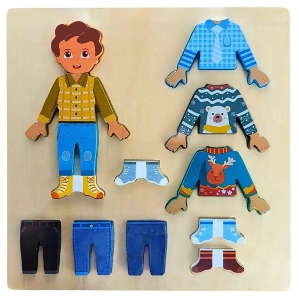 JUEGO DE VESTIR CON ROPA INTERCAMBIABLE Y PIZARRA NIÑO - 3