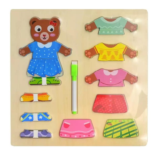 JUEGO DE VESTIR CON ROPA INTERCAMBIABLE Y PIZARRA OSITA - 1