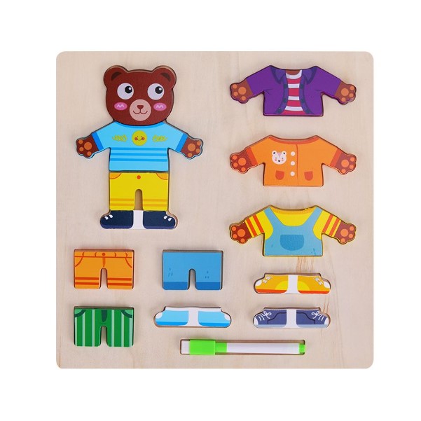 JUEGO DE VESTIR CON ROPA INTERCAMBIABLE Y PIZARRA OSITO - 1