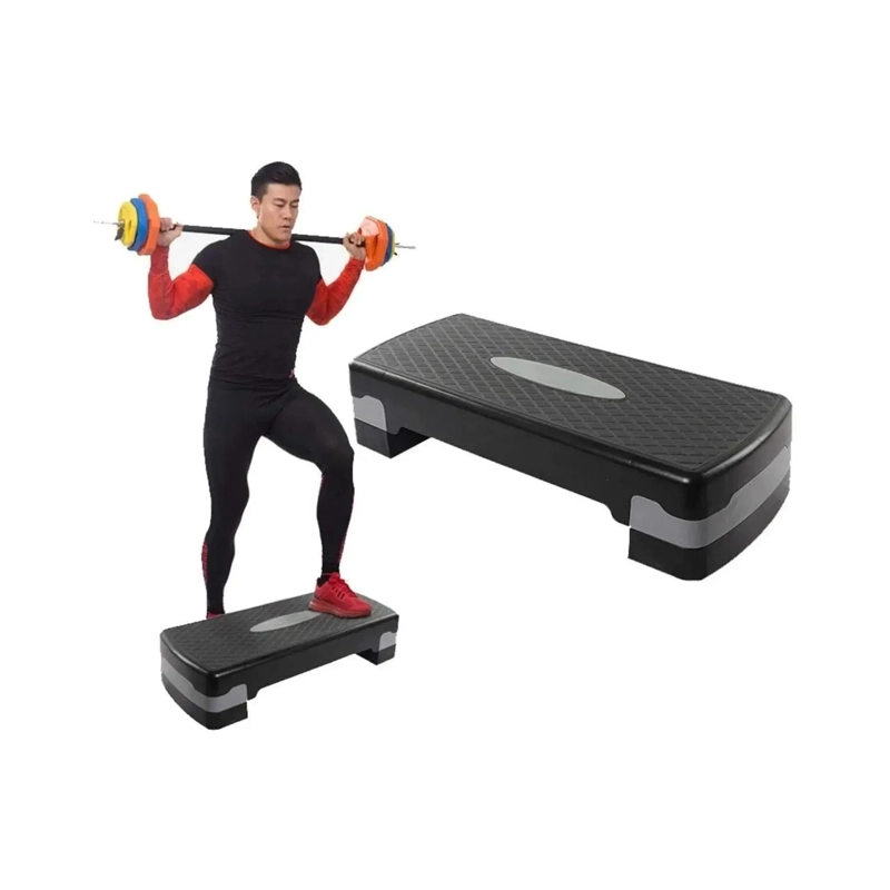 BANCO PARA FITNESS GIMNASIA YOGA PILATES 2 NIVELES GRIS - 3