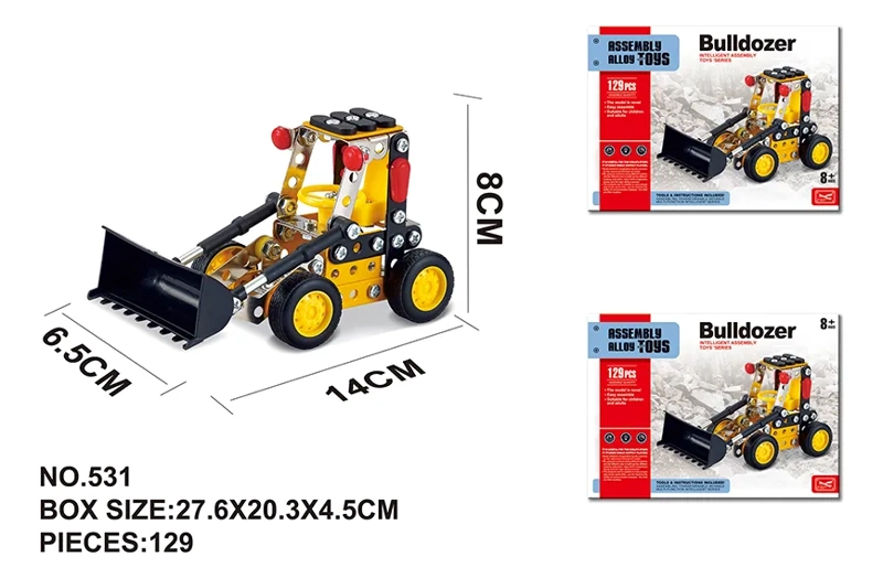 KIT BLOQUE MECANO VEHICULO CARGADOR CONSTRUCCION METAL 129 PCS - 2