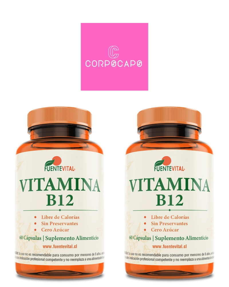 PACK DE 2 VITAMINA B12 CAPSULA DURA 2 FRASCOS POR 60 CAPSULAS C/U FUENTE VITAL - 1