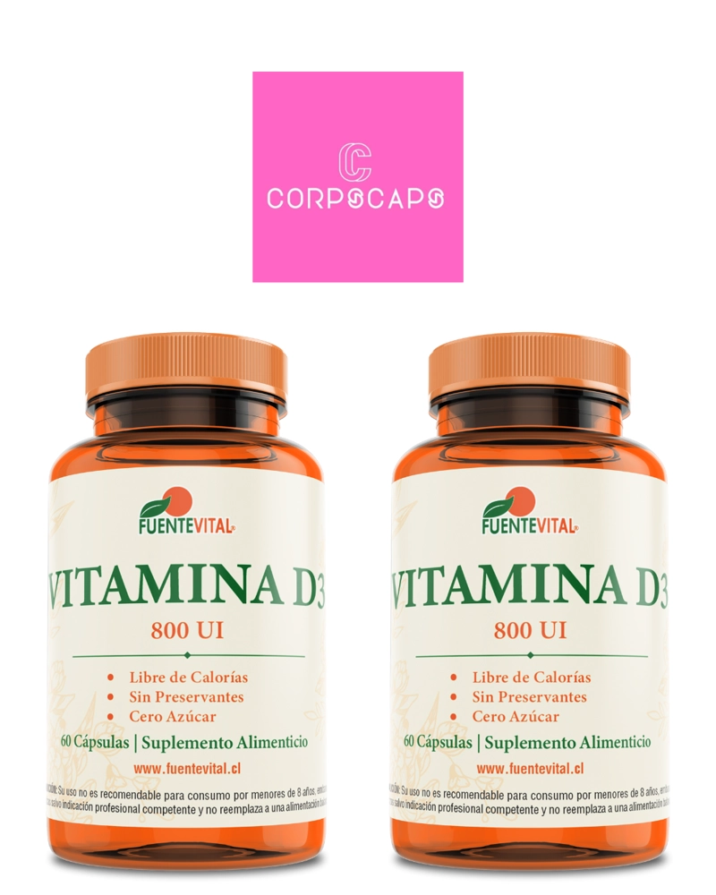 PACK DE 2 VITAMINA D3 CAPSULA DURA 2 FRASCOS POR 60 CAPSULAS C/U FUENTE VITAL - 1