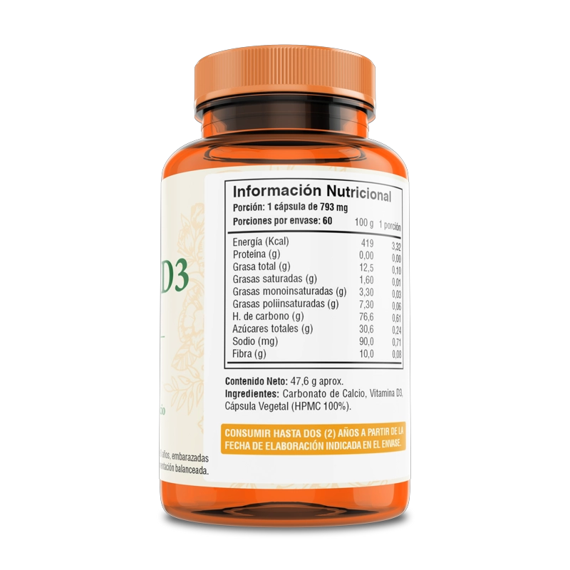 PACK DE 2 VITAMINA D3 CAPSULA DURA 2 FRASCOS POR 60 CAPSULAS C/U FUENTE VITAL - 2