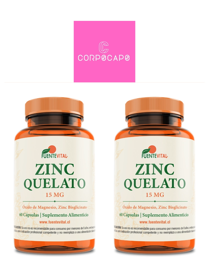 PACK DE 2 ZINC QUELATO CAPSULA DURA 2 FRASCOS POR 60 CAPSULAS C/U FUENTE VITAL - 1
