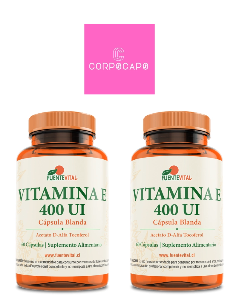 PACK DE 2 VITAMINA E 400 UI CAPSULA SOFTGEL 2 FRASCOS POR 60 CAPSULAS C/U FUENTE VITAL - 1