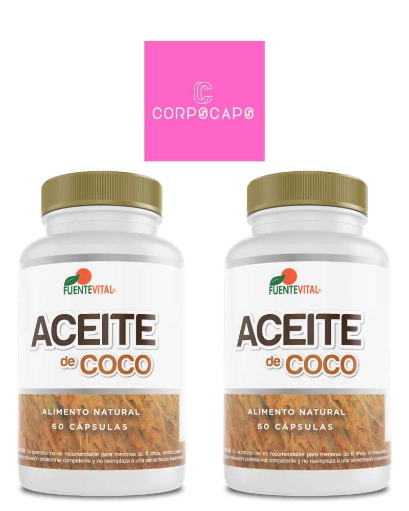 PACK 2 FRASCOS SUPLEMENTO ALIMENTICIO FUENTE VITAL ACEITE COCO CAPSULAS DURAS 60 UN C/U - 1