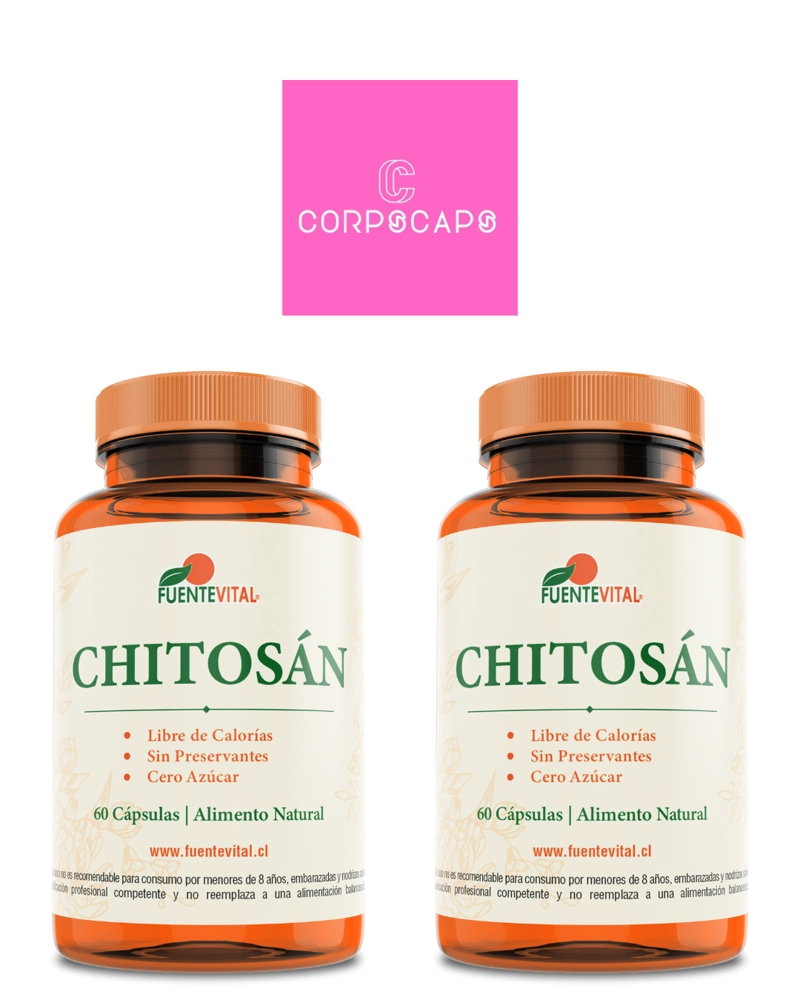 PACK 2 FRASCOS SUPLEMENTO ALIMENTICIO FUENTE VITAL CHITOSAN CAPSULAS DURAS 60 UN C/U - 1