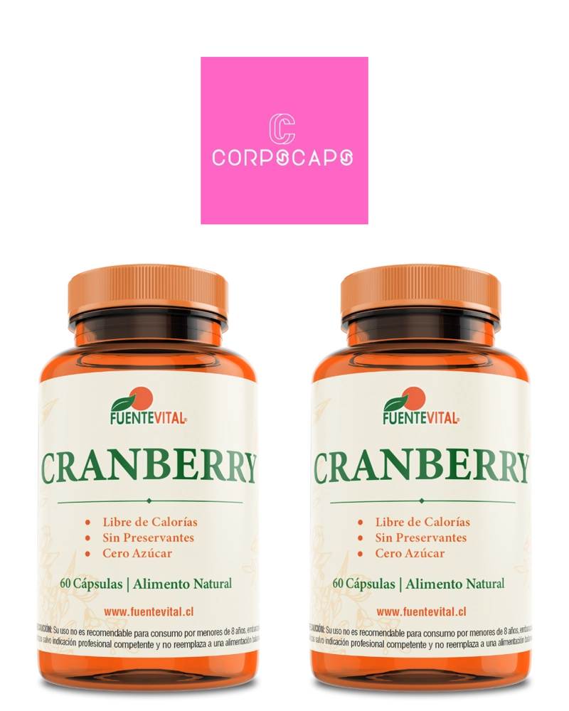 PACK 2 FRASCOS SUPLEMENTO ALIMENTICIO FUENTE VITAL CRANBERRY CAPSULAS DURAS 60 UN C/U - 1