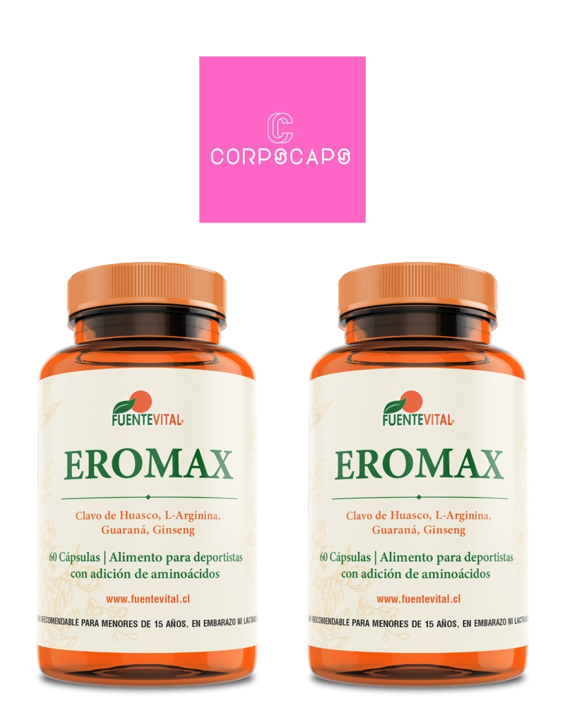 PACK 2 FRASCOS SUPLEMENTO ALIMENTICIO FUENTE VITAL EROMAX CAPSULAS DURAS 60 UN C/U - 1