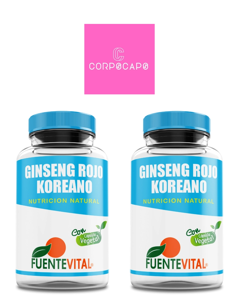 PACK 2 FRASCOS SUPLEMENTO ALIMENTICIO FUENTE VITAL GINSENG ROJO CAPSULAS DURAS 60 UN C/U - 1