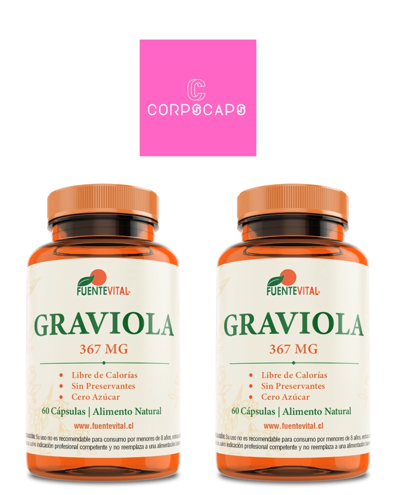 PACK 2 FRASCOS SUPLEMENTO ALIMENTICIO FUENTE VITAL GRAVIOLA CAPSULAS DURAS 60 UN C/U - 1
