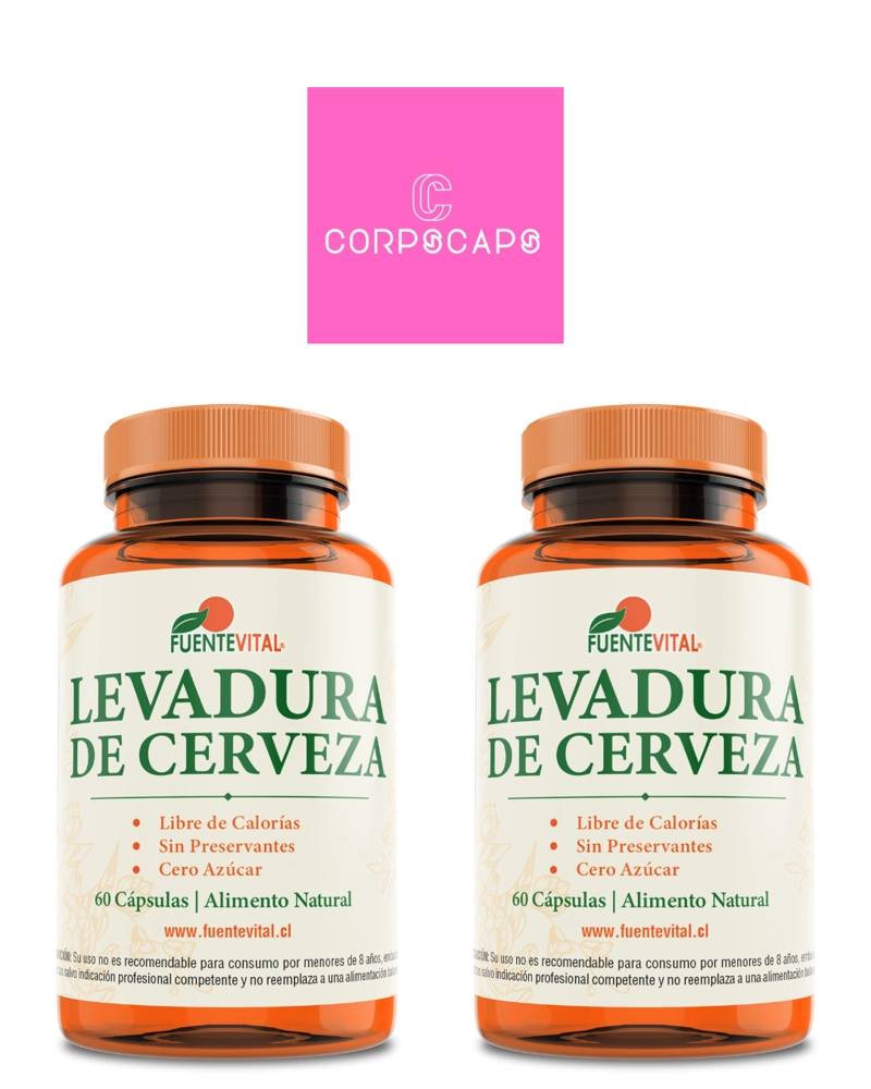 PACK 2 FRASCOS SUPLEMENTO ALIMENTICIO FUENTE VITAL LEVADURA CERVEZA CAPSULAS DURAS 60 UN C/U - 1