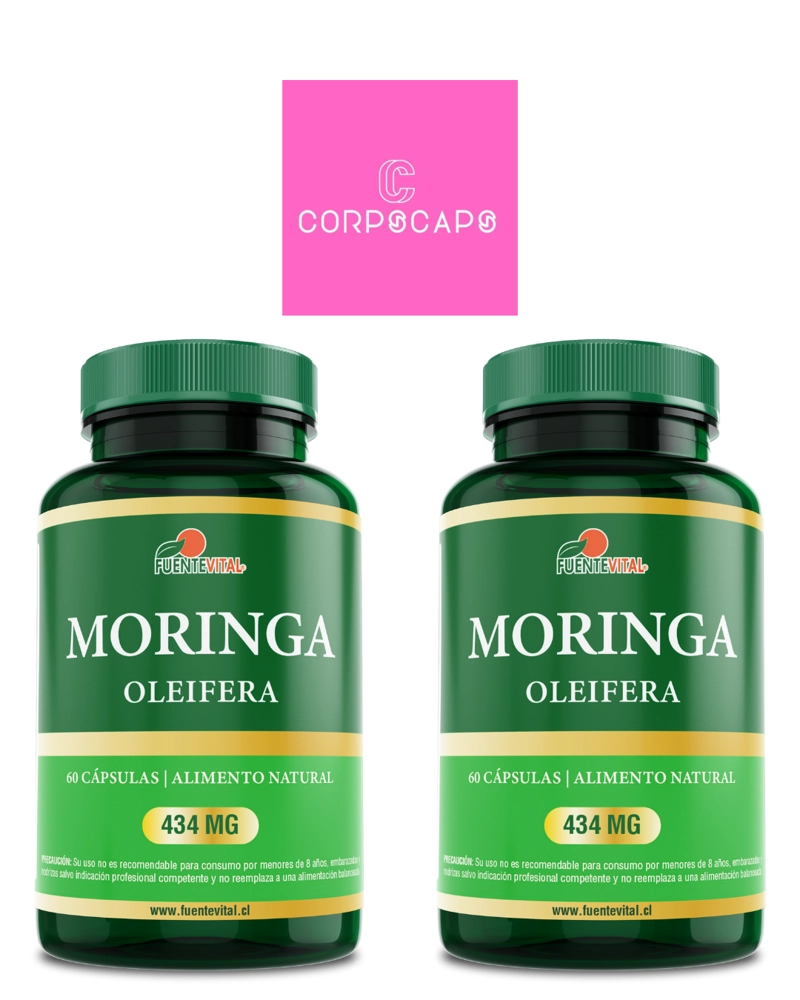 PACK 2 FRASCOS SUPLEMENTO ALIMENTICIO FUENTE VITAL MORINGA %100 PURA CAPSULAS DURAS 60 UN C/U - 1