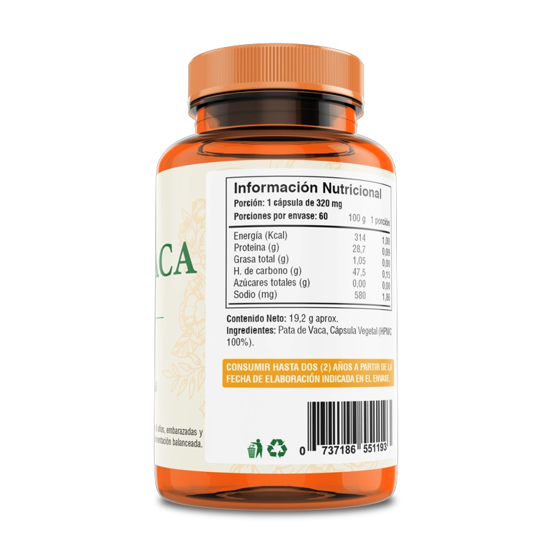 PACK 2 FRASCOS SUPLEMENTO ALIMENTICIO FUENTE VITAL PATA VACA CAPSULAS DURAS 60 UN C/U - 2