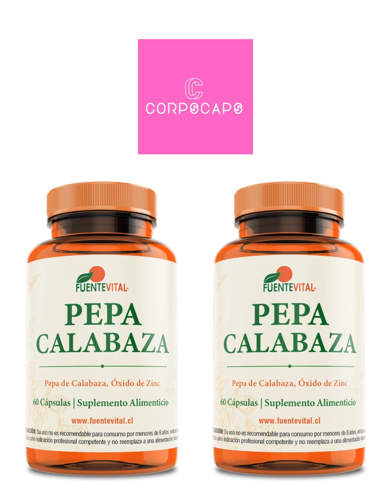 PACK 2 FRASCOS SUPLEMENTO ALIMENTICIO FUENTE VITAL PEPA CALABAZA CAPSULAS DURAS 60 UN C/U - 1
