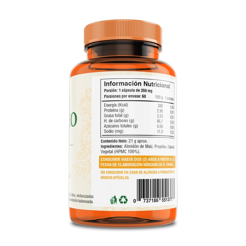 PACK 2 FRASCOS SUPLEMENTO ALIMENTICIO FUENTE VITAL PROPOLEO CAPSULAS DURAS 60 UN C/U - 2